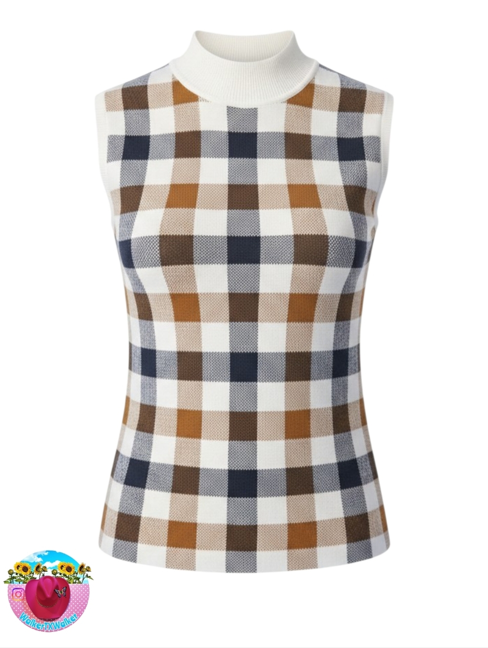 LOFT Sweater- Heritage Check in Cream- Size Lg Petite- EUC $68 Retail